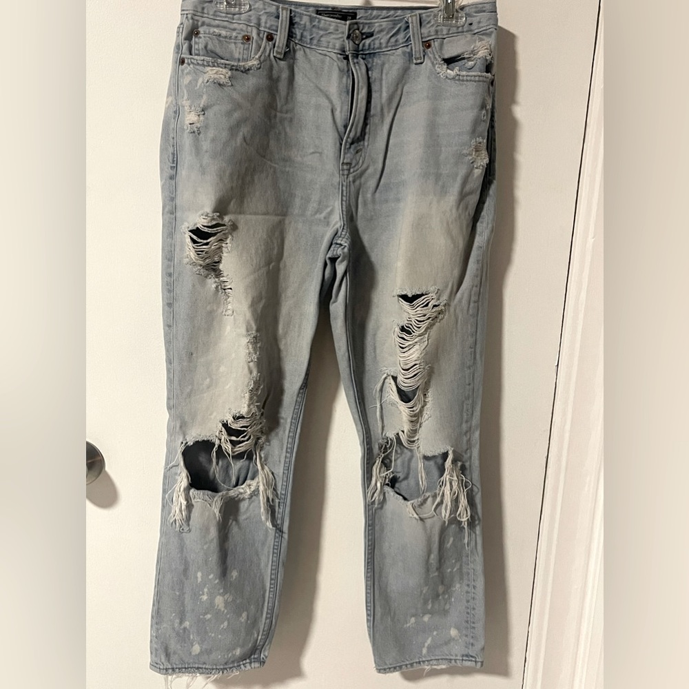 A&F Distressed Girlfriend Jeans